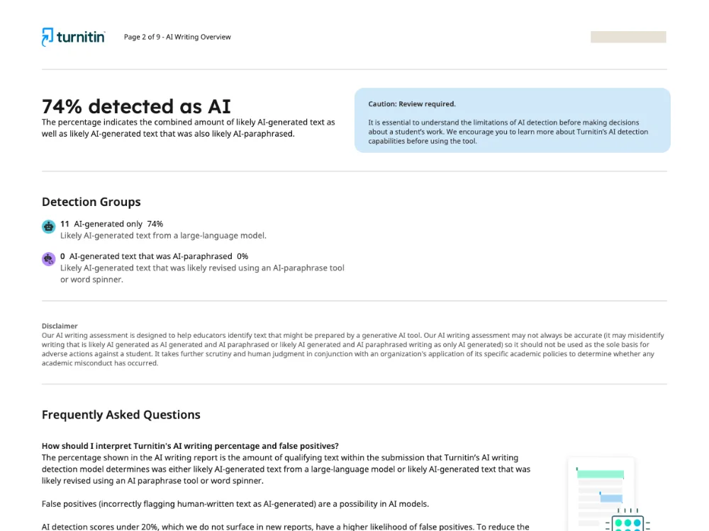 AI-writing report — Real report, anonymised
